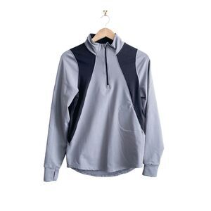 Brooks Men Athletic Performance Running Top Mock Neck Quarter Zip Gray Small